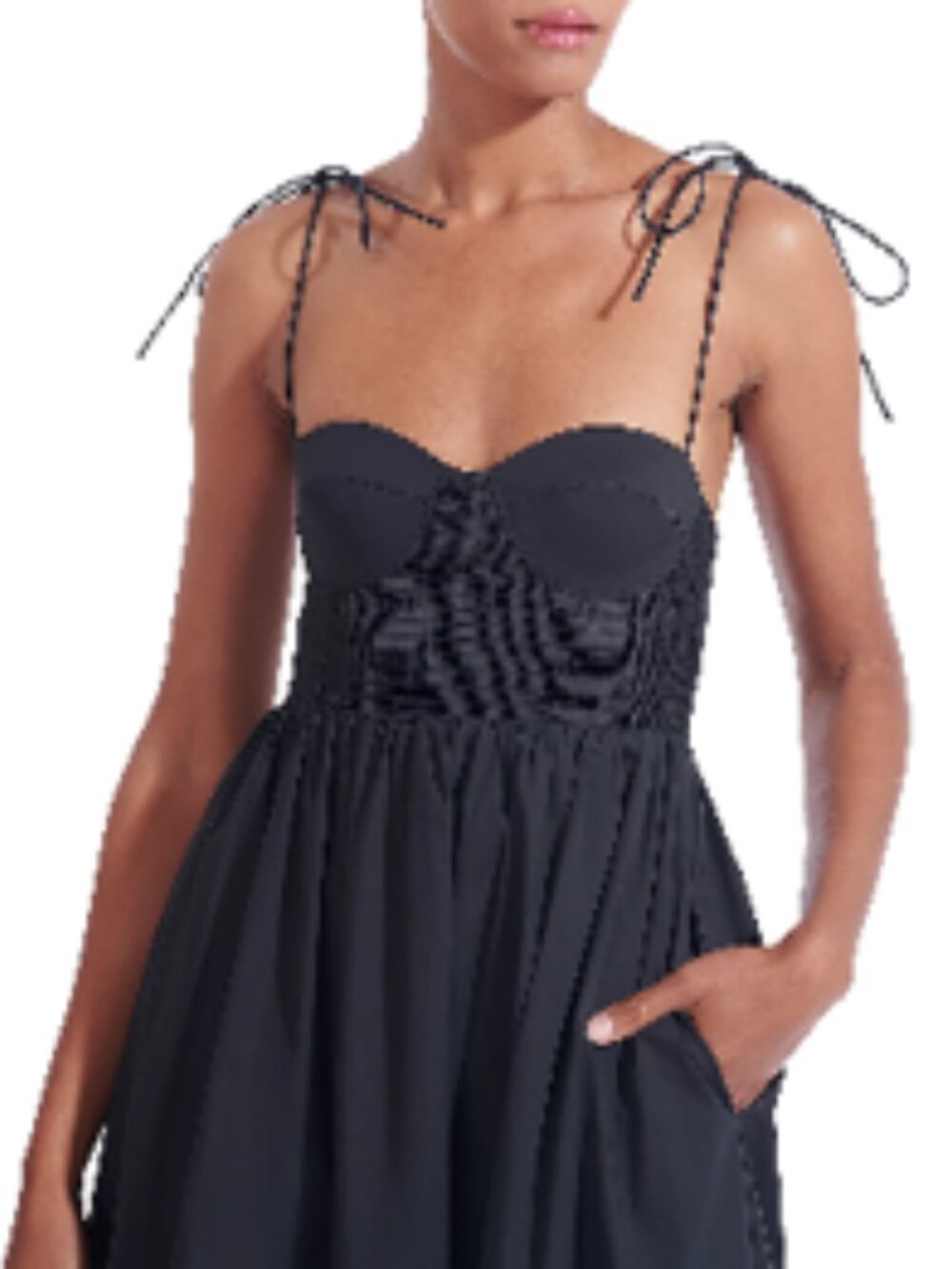 Staud Landry Shoulder-Tie Smocked Maxi Dress Size L NWT - Picture 9 of 16